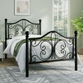 thumbnail image 1 of Sha Cerlin Twin Size Metal Platform Bed Frame with Victorian Vintage Butterfly Headboard&Footboard, Black, 1 of 8