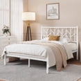 thumbnail image 1 of Sha Cerlin White Queen Size Metal Platform Bed Frame with Victorian Vintage Headboard & Underbed Storage, Adult, 1 of 8
