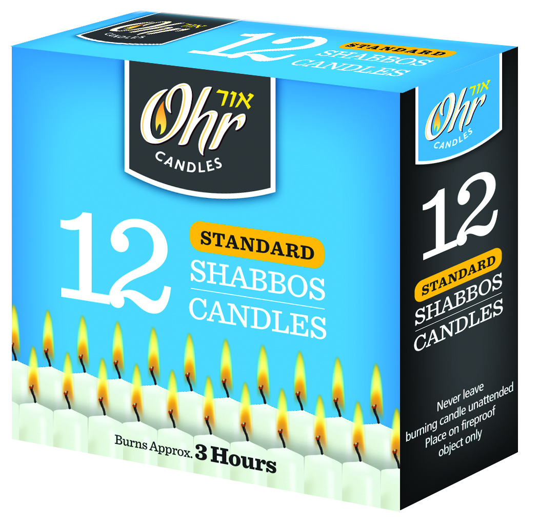 Shabbat Candles White Taper Candles 3 Hour 12 Ct. Shabbos Candles