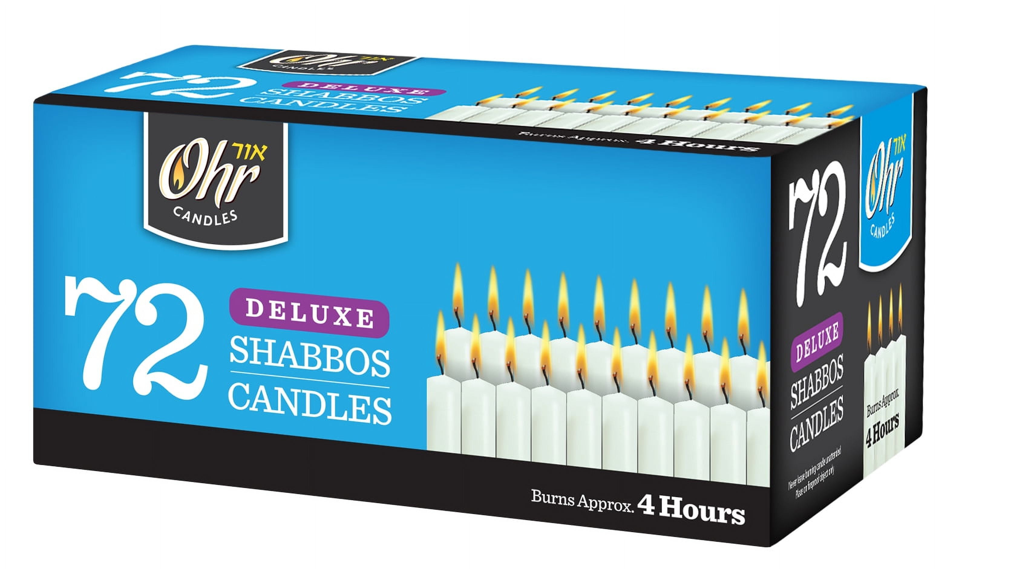 Shabbat Candles White Taper Candles 4 Hour. 72 Ct. Shabbos
