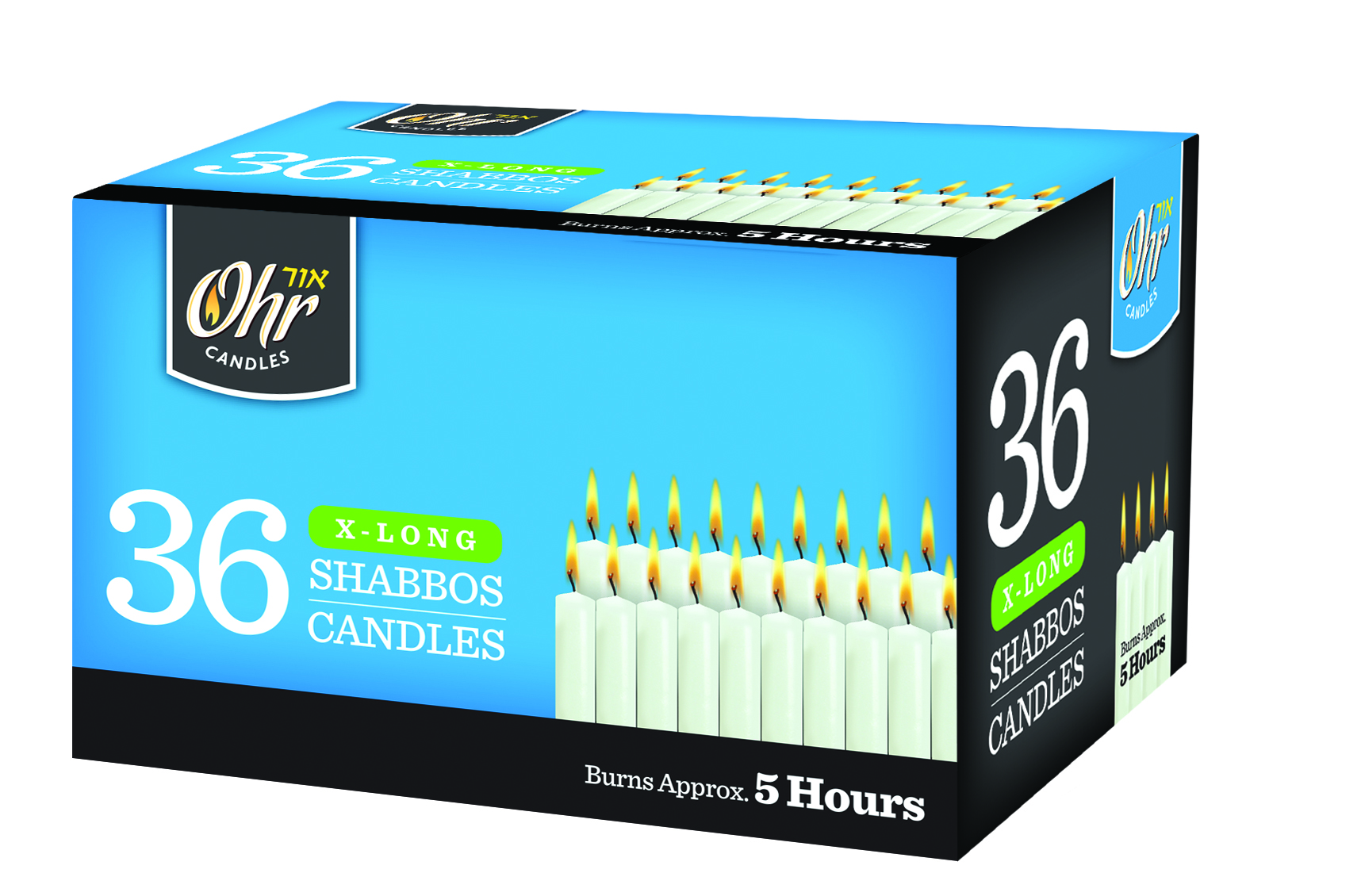 Shabbat Candles White Taper Candles 5 Hr. 36 Ct. Shabbos Candles