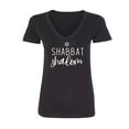 thumbnail image 1 of Shabbat Shalom Womens V-Neck T-Shirt, 1 of 2