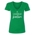 thumbnail image 1 of Shabbat Shalom Womens V-Neck T-Shirt, 1 of 2