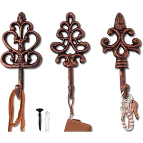 Comfify Copper & Black Shabby Chic Wall Hooks – Set of 3 – Screws Included