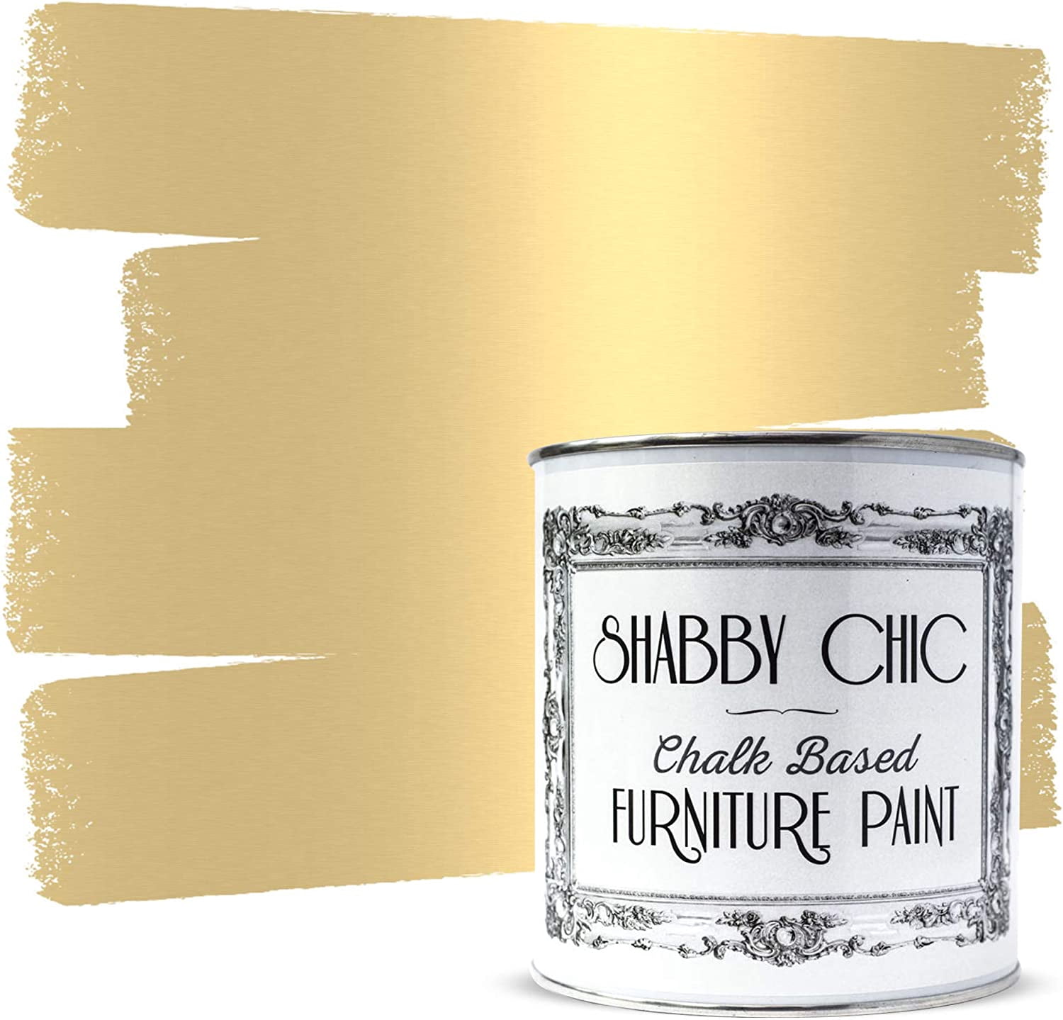 Shabby Chic Chalk Furniture Paint: Luxurious Metallic Paint, Craft Paint for Home Decor, DIY, Wood Cabinets - All-in-One Paints with Shiny Metallic Finish [Antique Gold] - (Liter Covers 129 sf)