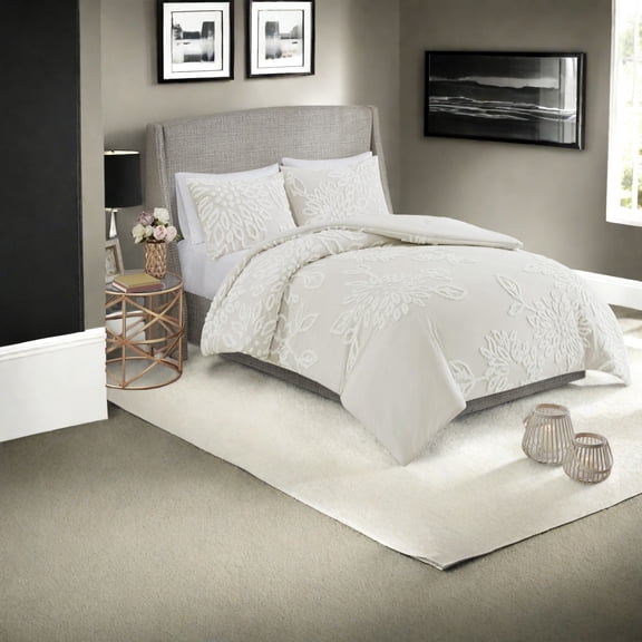 Shabby Chic Cotton Chenille Bedding Sets King/Cal King Comforter with Farmhouse Style