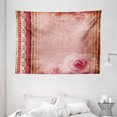 thumbnail image 1 of Shabby Chic Decor Tapestry, Vintage Style Frame with Lace Borders Old Fashioned Pink Roses Print, Wall Hanging for Bedroom Living Room Dorm Decor, 80W X 60L Inches, Multicolor, by Ambesonne, 1 of 2