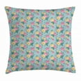 thumbnail image 1 of Shabby Chic Decor Throw Pillow Cushion Cover, Colorful Roses Vegetation in Summer with Leaves Bridal, Decorative Square Accent Pillow Case, 16 X 16 Inches, Light Pink Yellow Turquoise, by Ambesonne, 1 of 2