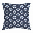 thumbnail image 1 of Shabby Chic Decor Throw Pillow Cushion Cover, Feminine Pattern Curvy Frames Motifs with English Roses Polka Dots, Decorative Square Accent Pillow Case, 16 X 16 Inches, Dark Blue White, by Ambesonne, 1 of 2