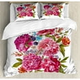 thumbnail image 1 of Shabby Chic Duvet Cover Set Queen Size, Gentle Summer Flora Hyacinths Blackberry and Peonies Victorian Style Vegetation, Decorative 3 Piece Bedding Set with 2 Pillow Shams, Multicolor, by Ambesonne, 1 of 3