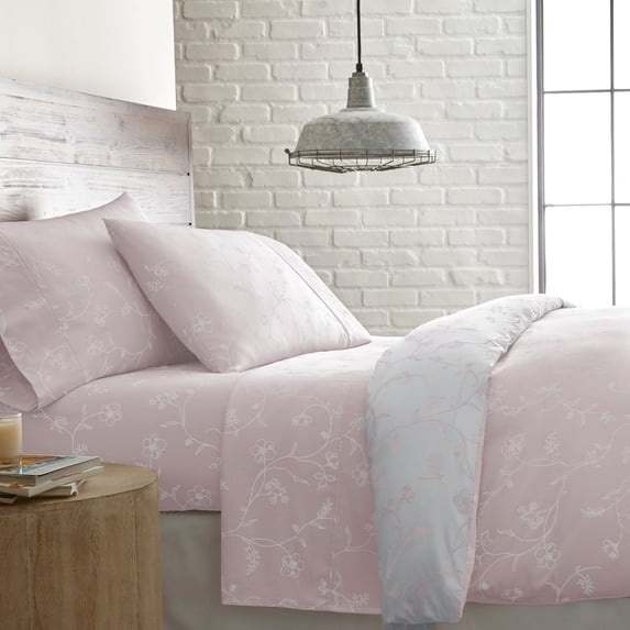 Shabby Chic Floral Printed & Solid 300 Thread Count 100-percent Cotton Sateen Sheet Set by Southshore Fine Linens
