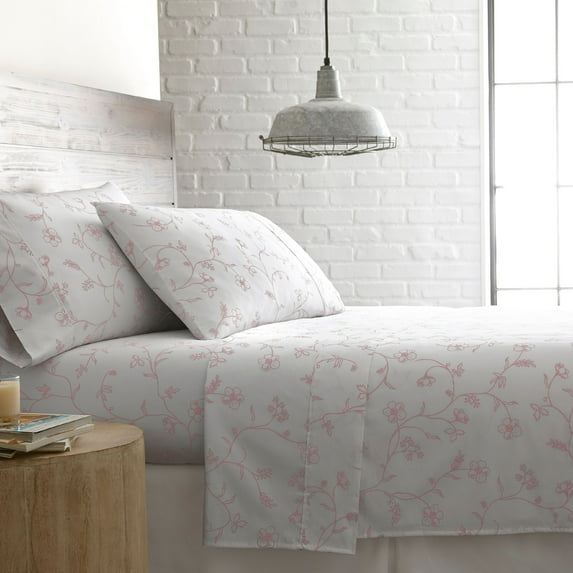 Shabby Chic Floral Printed & Solid 300 Thread Count 100-percent Cotton Sateen Sheet Set by Southshore Fine Linens