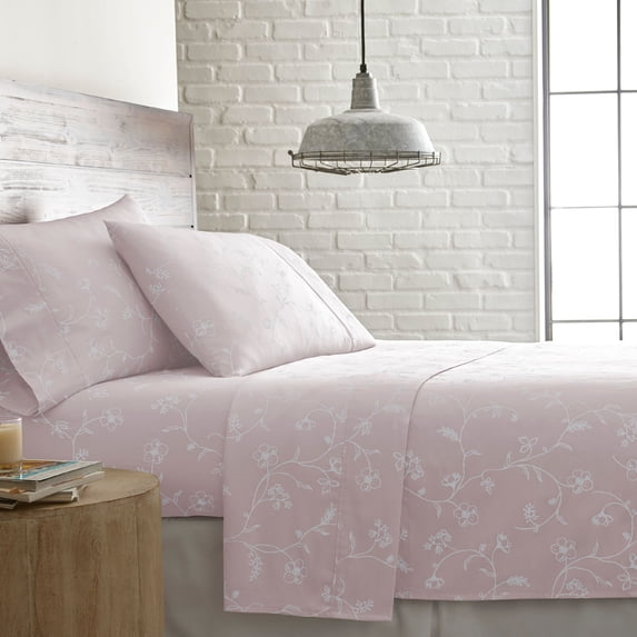 Shabby Chic Floral Printed & Solid 300 Thread Count 100-percent Cotton Sateen Sheet Set by Southshore Fine Linens