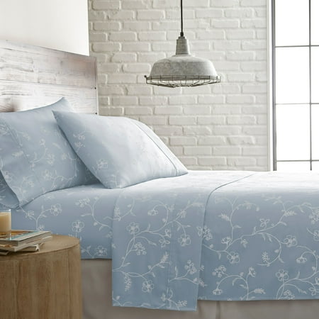 Shabby Chic Floral Printed & Solid 300 Thread Count 100-percent Cotton Sateen Sheet Set by Southshore Fine Linens