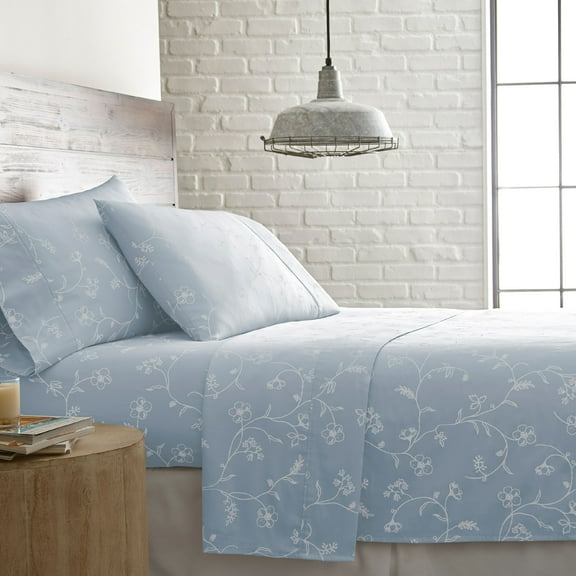 Shabby Chic Floral Printed & Solid 300 Thread Count 100-percent Cotton Sateen Sheet Set by Southshore Fine Linens