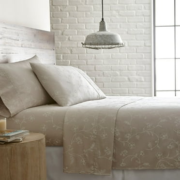 Shabby Chic Floral Printed & Solid 300 Thread Count 100-percent Cotton Sateen Sheet Set by Southshore Fine Linens