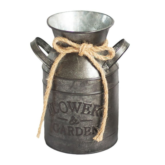 Shabby Chic Milk Can Vase Galvanized Iron Metal Vase Pot Decorative Flower Holder for Home Decor