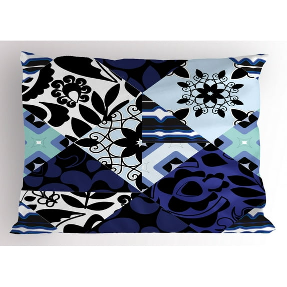 Shabby Chic Pillow Sham Flower Classic Petals in Patchwork Pattern with Gothic and Arabesque Effects, Decorative Standard King Size Printed Pillowcase, 36 X 20 Inches, Multicolor, by Ambesonne