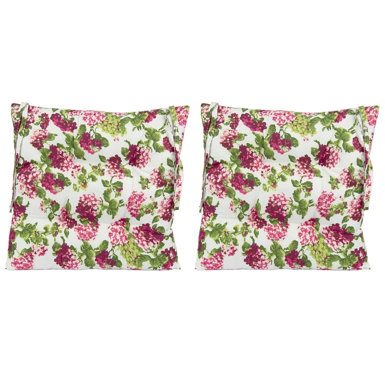 Shabby Chic Pink Hydrangea Floral Chair Cushions, Polyester Seat
