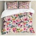 thumbnail image 1 of Shabby Chic Queen Size Duvet Cover Set, Country Life Design with Flowers Florals Roses Orchids Buds Romantic Print, Decorative 3 Piece Bedding Set with 2 Pillow Shams, Multicolor, by Ambesonne, 1 of 3