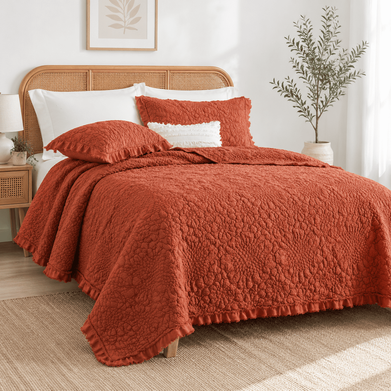 Shabby Chic Quilt Set Queen Size T Orange 90x96 Inches - Walmart.com