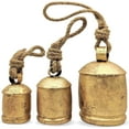 thumbnail image 1 of Shabby Chic Set of 3 Country Rustic Style Bells Handmade Metal Harmony Christmas Hanging Cow Bell Set on Jute Rope (Small), 1 of 6
