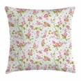 thumbnail image 1 of Shabby Chic Throw Pillow Cushion Cover, Nature Blossoms Buds Flowers Lavenders Florals Leaves Ivy Artwork, Decorative Square Accent Pillow Case, 24 X 24 Inches, Pink White and Green, by Ambesonne, 1 of 2