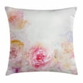thumbnail image 1 of Shabby Chic Throw Pillow Cushion Cover, Nature Garden Romantic Victorian Flowers Roses Leaves Image, Decorative Square Accent Pillow Case, 24 X 24 Inches, Light Pink Hot Pink and White, by Ambesonne, 1 of 2