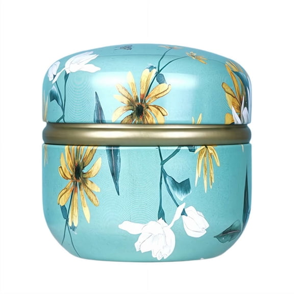 Shabby Chics, Tea Tin, Elegant Metal Tinplate Empty Tins, Shabby Chics Mini-boxes, Colorful Flower Metal Tin for Candles, Spices, Tea, Candy - Style Blue