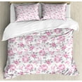 thumbnail image 1 of Shabby Flora Duvet Cover Set, Pastel Roses Grey Leaves Garden Bedding Plants Spring Blossoms, Decorative 3 Piece Bedding Set with 2 Pillow Shams, King Size, Pale Pink White Grey, by Ambesonne, 1 of 3