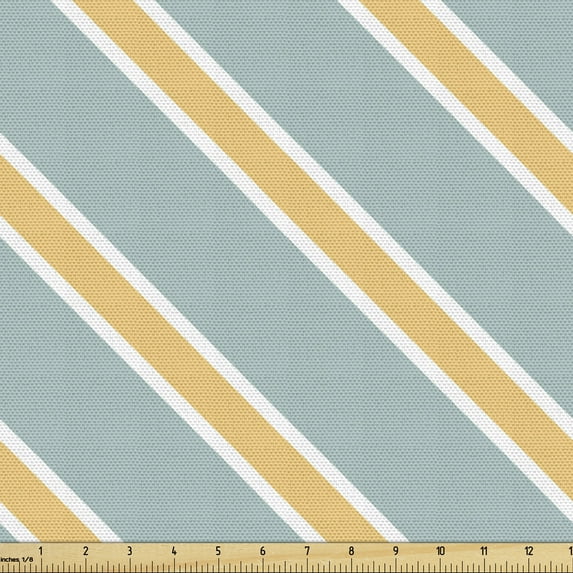 Ambesonne Shabby Flora Fabric by the Yard Upholstery, Bold Thin Stripes, 10 Yards, Almond Green Apricot