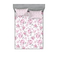 thumbnail image 1 of Shabby Flora Fitted Sheet & Pillow Sham Set, Pastel Roses Grey Leaves Garden Bedding Plants Spring Blossoms, Decorative Printed 6 Piece Bedding Decor Set, Queen, Pale Pink White Grey, by Ambesonne, 1 of 3