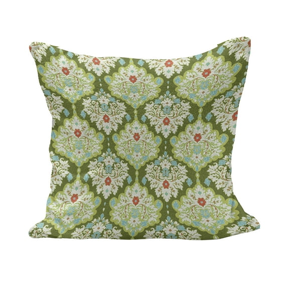 Shabby Flora Fluffy Throw Pillow Cushion Cover, Victorian Style Baroque Florals Rococo Inspired Flourish Design Art, Decorative Square Accent Pillow Case, 18" x 18", Green Mint, by Ambesonne