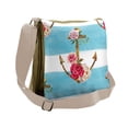 thumbnail image 1 of Shabby Flora Messenger Bag, Anchors and Roses, Unisex Cross-body, by Ambesonne, 1 of 2