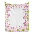 thumbnail image 1 of Shabby Flora Soft Flannel Fleece Blanket, Floral Frame with Pink Meadow Flowers in Spring Foliage Blooms Nature Ornate, Cozy Plush for Indoor and Outdoor Use, 50" x 60", Multicolor, by Ambesonne, 1 of 5