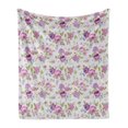 thumbnail image 1 of Shabby Flora Soft Flannel Fleece Throw Blanket, English Roses and Violets Gardening Plants Inflorescence Twigs Spring Buds, Cozy Plush for Indoor and Outdoor Use, 50" x 60", Multicolor, by Ambesonne, 1 of 6