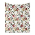 thumbnail image 1 of Shabby Flora Soft Flannel Fleece Throw Blanket, Summer Spring Season Buds Roses Lilacs Flowers Leaves Print, Cozy Plush for Indoor and Outdoor Use, 60" x 80", Pale Pink Cream, by Ambesonne, 1 of 6