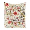 thumbnail image 1 of Shabby Flora Soft Flannel Fleece Throw Blanket, Watercolor Abstract Spring Poppies Flowers Roses Buds Leaves Romantic Print, Cozy Plush for Indoor and Outdoor Use, 60" x 80", Multicolor, by Ambesonne, 1 of 6