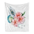 thumbnail image 1 of Shabby Flora Soft Flannel Fleece Throw Blanket, Watercolor Style Peony Anemone Flowers Peacock Feather and Beads Image, Cozy Plush for Indoor and Outdoor Use, 70" x 90", Multicolor, by Ambesonne, 1 of 6