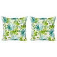 thumbnail image 1 of Ambesonne Shabby Flora Throw Pillow Cover 2 Pack, Tropical Garden, 18", Turquoise Pale Pink, 1 of 2