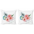 thumbnail image 1 of Ambesonne Shabby Flora Throw Pillow Cover 2 Pack, Peony and Peacock, 24", Multicolor, 1 of 2