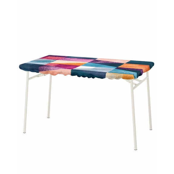 Shabby Geometric Rectangle Tablecloth, Waterproof Elastic Fitted Table Covers for 8 Foot Tables, 32x96inch Decorative Tablecloths for Picnic, Camping, Indoor, Outdoor, Abstract Art Modern Rhombus