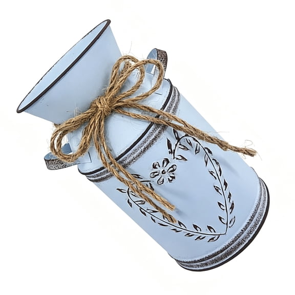 Shabby Metal Planter Bucket For Garden Wedding Farmhouse Decor With Rope