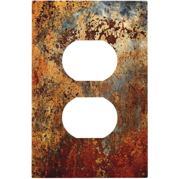 Shabby Old Aged Rust Rusty Tumbled Antique Brass Patina Copper Metal 1 Gang Electrical Device Duplex Receptacle Light Switch Outlet Cover Wall Plate Electric Plug Socket Cover Decorative Switchplate