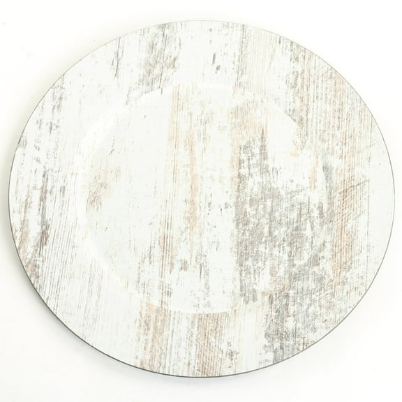Shabby White Faux Wood Charger Plates, 4-Pack