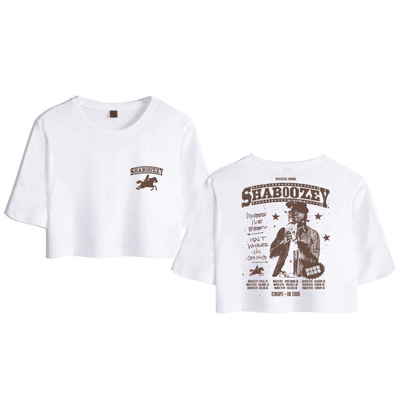 Shaboozey Merch Euro 2025 Tour Crop Top Midriff-Baring Tshirt Women Girl Short Sleeve