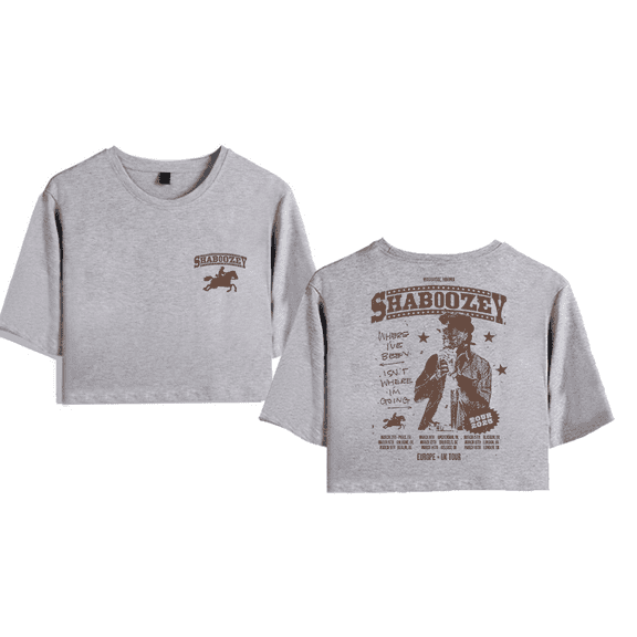 Shaboozey Merch Euro 2025 Tour Crop Top Midriff-Baring Tshirt Women Girl Short Sleeve