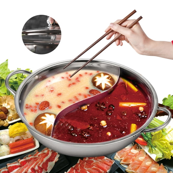 Shabu Pot Hot,Stainless Steel Cookware Soup Induction Nabe Lid Cooking Dual Side Used In Hotels, Restaurants, Homes, Picnics, Camping