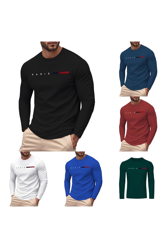 A Men's Casual Fashionable And Breathable Large Sized Printed Long Sleeved T Shirt Base Layer Sullen T Shirts for Men