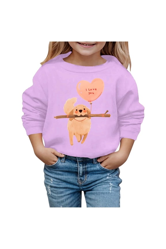 Autumn And Winter Valentine's Day Fashionable Puppy Print Children's Hooded Sweatshirt Teen Boy Sweatshirts Boys Clothes
